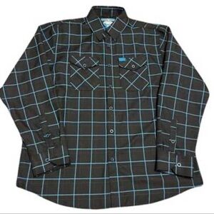 Dixxon Flannel Cyanide Men's Black and Blue Checkered Flannel Shirt Large